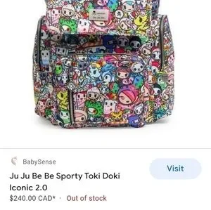 RARE Nwot Tokidoki x Ju Ju Be Be Sporty diaper bag backpack Ju Ju Be Jujube Be Sporty Tokidoki Super Toki Backpack  main image 4